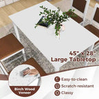 Gymax 5 PCS Dining Table Set for 4 w/Rubber Wood Legs Upholstered Seat