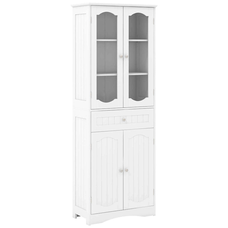Costway 63  Tall Bathroom Cabinet with Tempered Glass Doors Adjustable - See Details