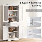 Costway 63  Tall Bathroom Cabinet with Tempered Glass Doors Adjustable - See Details