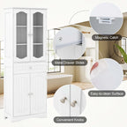 Costway 63  Tall Bathroom Cabinet with Tempered Glass Doors Adjustable - See Details