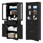 Costway 63  Tall Bathroom Cabinet with Tempered Glass Doors Adjustable - See Details
