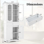 Costway 63  Tall Bathroom Cabinet with Tempered Glass Doors Adjustable - See Details