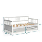 Gymax Twin Size Wooden Slats Daybed Frame Support Platform W/Rails