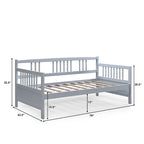Gymax Twin Size Wooden Slats Daybed Frame Support Platform W/Rails