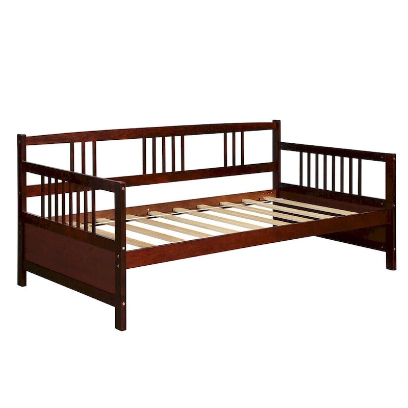 Gymax Twin Size Wooden Slats Daybed Frame Support Platform W/Rails