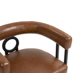 Contemporary PU Dining Chair set of 2, Barrel Chair with Matte Black Metal Legs and Round Thickened Cushion