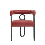 Contemporary PU Dining Chair set of 2, Barrel Chair with Matte Black Metal Legs and Round Thickened Cushion
