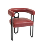 Contemporary PU Dining Chair set of 2, Barrel Chair with Matte Black Metal Legs and Round Thickened Cushion