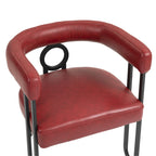 Contemporary PU Dining Chair set of 2, Barrel Chair with Matte Black Metal Legs and Round Thickened Cushion