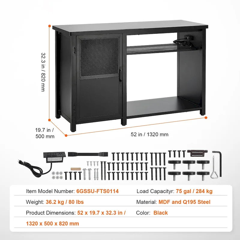 Aquarium Stand Reptile Tank Stand with Storage, Cabinet and Hardware Kit