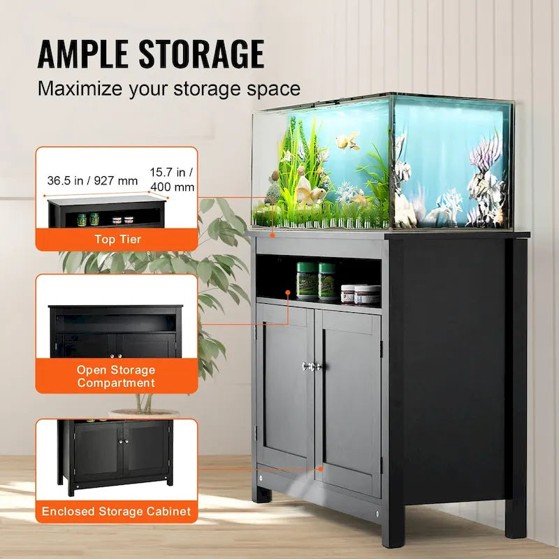 Aquarium Stand Reptile Tank Stand with Storage, Cabinet and Hardware Kit