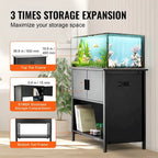 Aquarium Stand Reptile Tank Stand with Storage, Cabinet and Hardware Kit