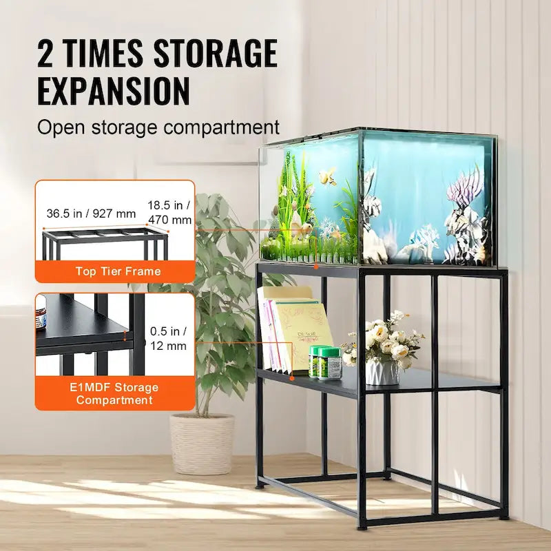 Aquarium Stand Reptile Tank Stand with Storage, Cabinet and Hardware Kit