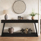 70.87-Inch Extra Long Entryway Table, 2-Tier Narrow Console Table with Storage - 70.87 D x 11.81 W x 31.5 H