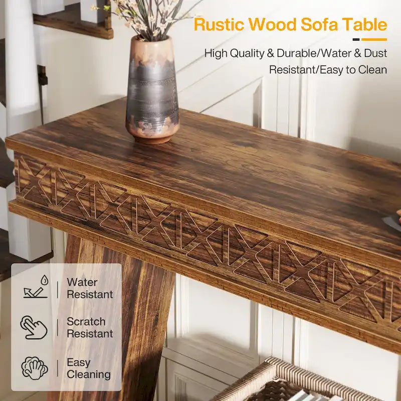 70.87-Inch Extra Long Entryway Table, 2-Tier Narrow Console Table with Storage - 70.87 D x 11.81 W x 31.5 H