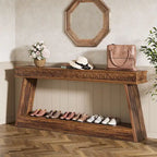 70.87-Inch Extra Long Entryway Table, 2-Tier Narrow Console Table with Storage - 70.87 D x 11.81 W x 31.5 H