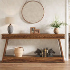 70.87-Inch Extra Long Entryway Table, 2-Tier Narrow Console Table with Storage - 70.87 D x 11.81 W x 31.5 H