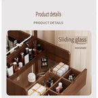 48cm 3-in-1 Vanity Desk - Flip Top Mirror, Glass Top & 3 Drawers, Compact Makeup Table for Bedroom