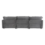 Modular Sofa Couch, Upholstered Corduroy L-Shape Sectional Sofa with Side Storage Pockets and Movable Ottoman