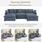 Modular Sofa Couch, Upholstered Corduroy L-Shape Sectional Sofa with Side Storage Pockets and Movable Ottoman