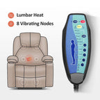 MCombo Large Power Lift Recliner Leather Chair with Massage, Heat, Cup Holders,Extended Footrest, Leather 7516
