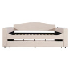 Full Size Upholstered Daybed with Storage Armrests, Trundle and Latest Integrated Bluetooth Audio System, Teddy Fleece, Pink