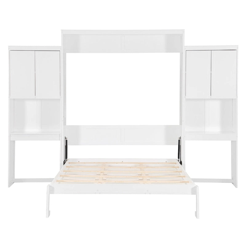 All-in-one Murphy Bed with Desk, Vanity and Wardrobe Queen Folding Bed