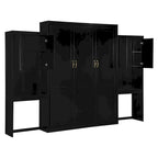 All-in-one Murphy Bed with Desk, Vanity and Wardrobe Queen Folding Bed