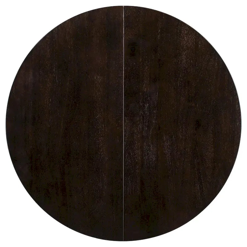 5-Piece Farmhouse Dining Table Set Wood Round Extendable Dining Table and Chair Sets with Nailheads Chairs for Dining Room