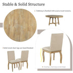 5-Piece Farmhouse Dining Table Set Wood Round Extendable Dining Table and Chair Sets with Nailheads Chairs for Dining Room