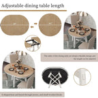 5-Piece Farmhouse Dining Table Set Wood Round Extendable Dining Table and Chair Sets with Nailheads Chairs for Dining Room