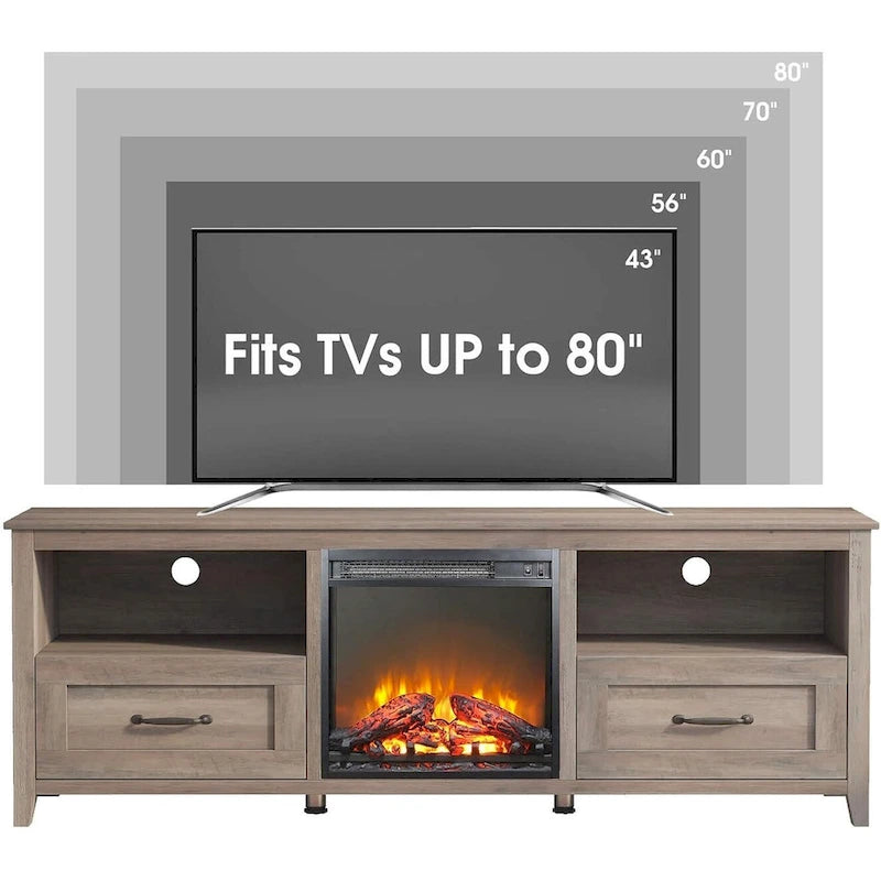 WESOME 70 Fireplace TV Stand Entertainment Center with 18 Electric Fireplace