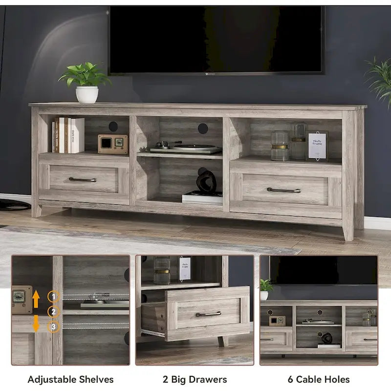 WESOME 70 Fireplace TV Stand Entertainment Center with 18 Electric Fireplace