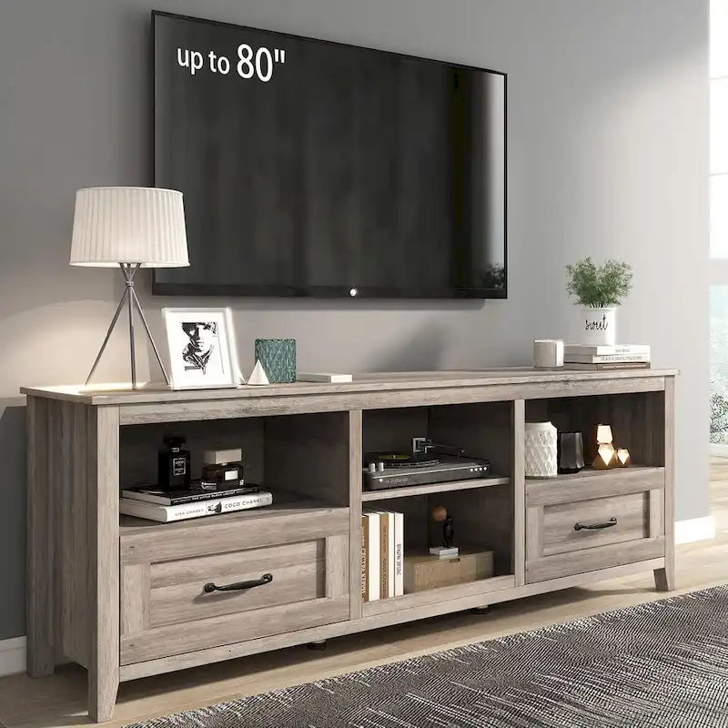 WESOME 70 Fireplace TV Stand Entertainment Center with 18 Electric Fireplace
