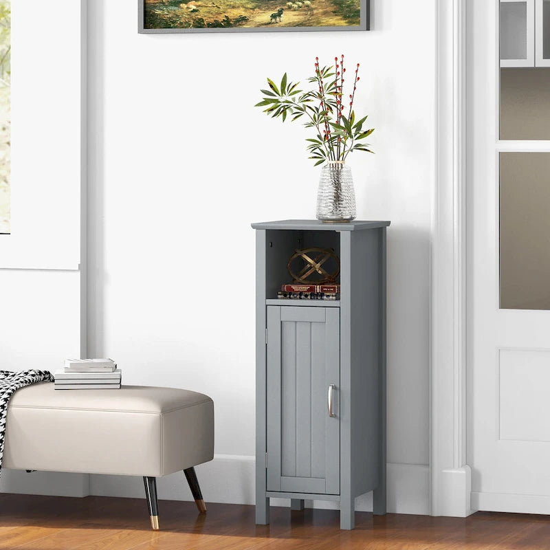 Gymax Bathroom Storage Organizer Narrow Floor Cabinet w/ 2-Tier