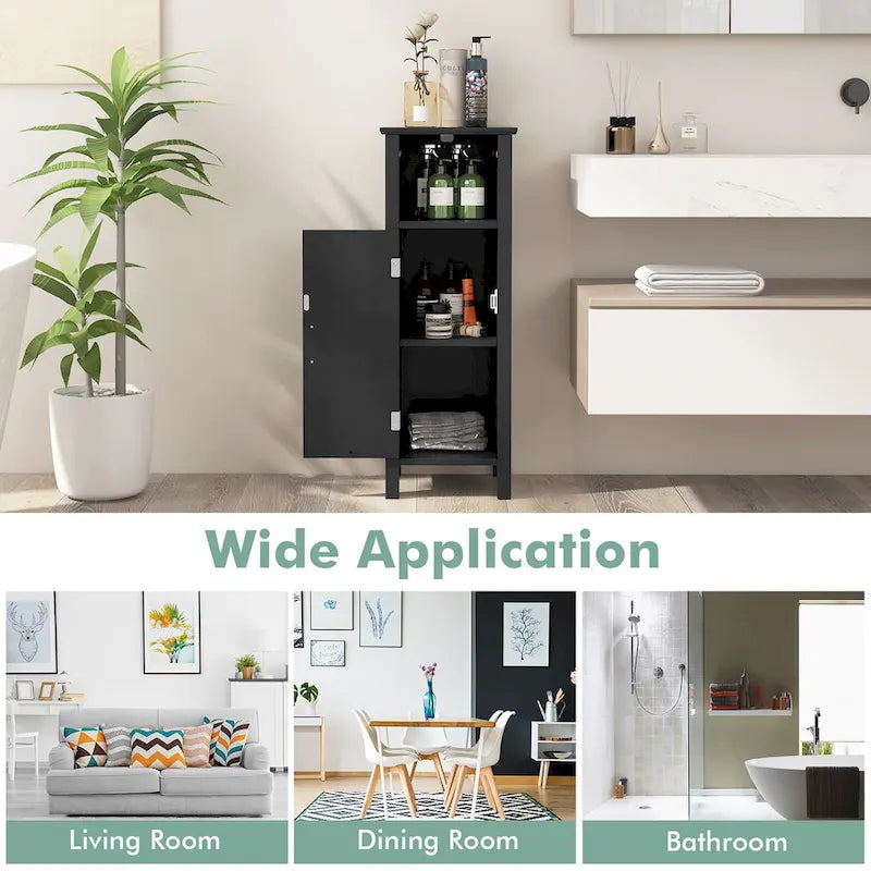 Gymax Bathroom Storage Organizer Narrow Floor Cabinet w/ 2-Tier