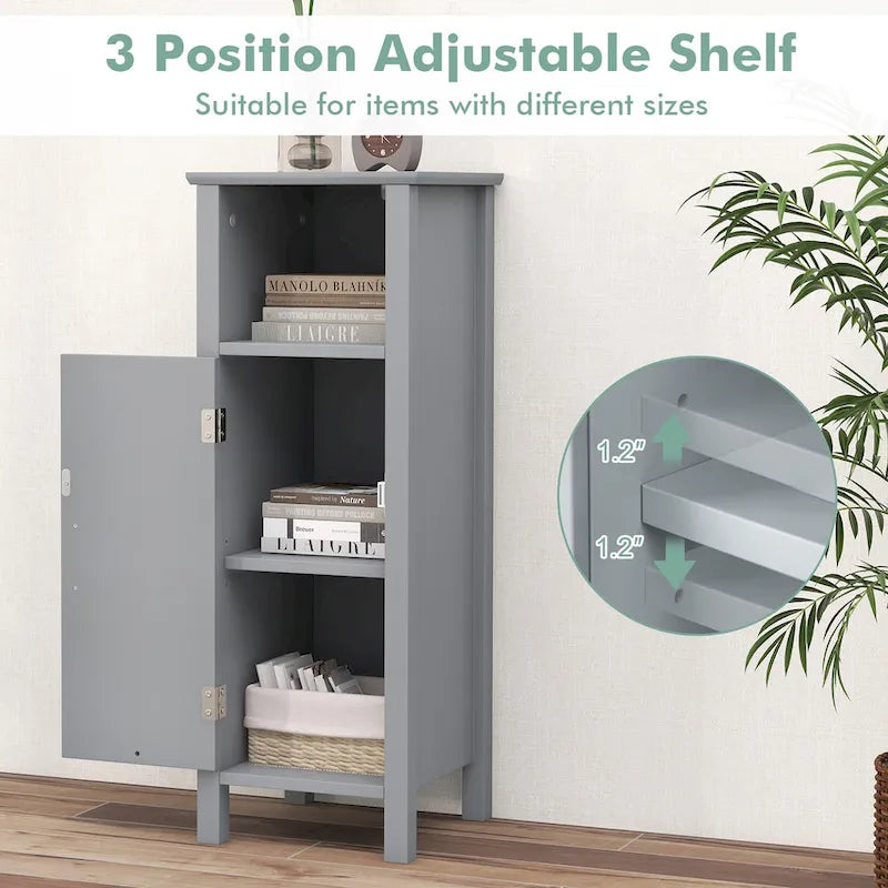 Gymax Bathroom Storage Organizer Narrow Floor Cabinet w/ 2-Tier