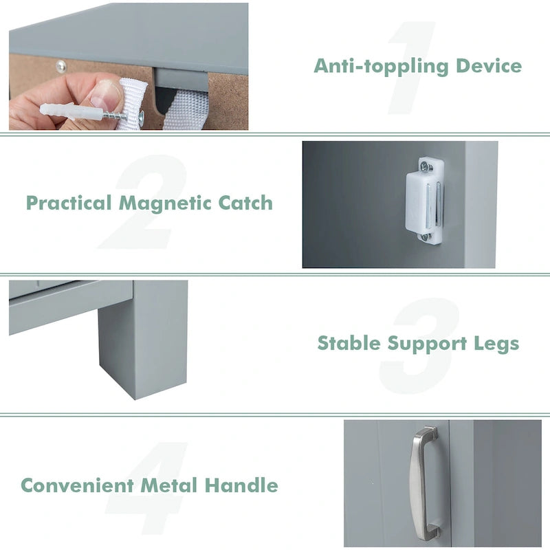 Gymax Bathroom Storage Organizer Narrow Floor Cabinet w/ 2-Tier