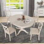 Modern Dining Table Set for 4 with Round Table and 4 Kitchen Room Chairs, 5 Piece Kitchen Table Set for Dining Room