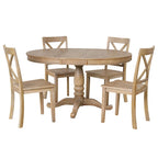 Modern Dining Table Set for 4 with Round Table and 4 Kitchen Room Chairs, 5 Piece Kitchen Table Set for Dining Room