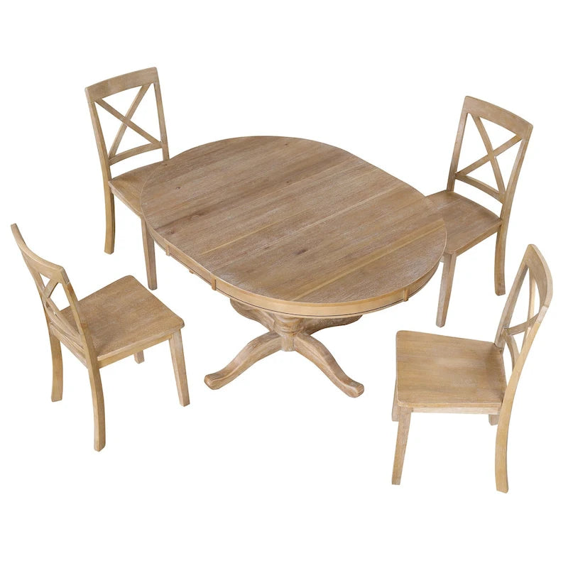 Modern Dining Table Set for 4 with Round Table and 4 Kitchen Room Chairs, 5 Piece Kitchen Table Set for Dining Room