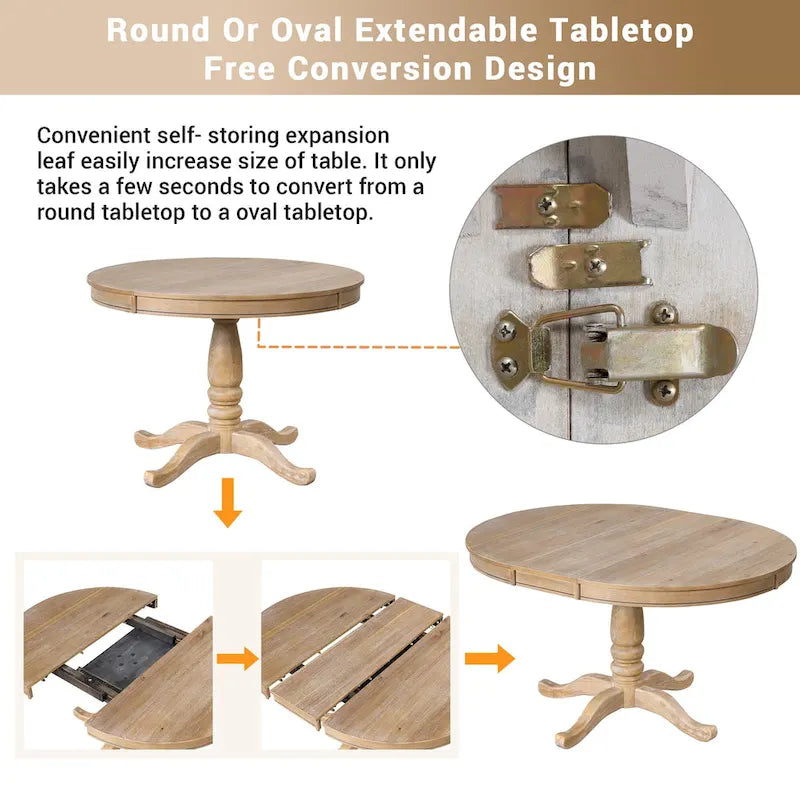 Modern Dining Table Set for 4 with Round Table and 4 Kitchen Room Chairs, 5 Piece Kitchen Table Set for Dining Room