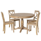 Modern Dining Table Set for 4 with Round Table and 4 Kitchen Room Chairs, 5 Piece Kitchen Table Set for Dining Room