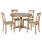 Modern Dining Table Set for 4 with Round Table and 4 Kitchen Room Chairs, 5 Piece Kitchen Table Set for Dining Room