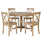 Modern Dining Table Set for 4 with Round Table and 4 Kitchen Room Chairs, 5 Piece Kitchen Table Set for Dining Room