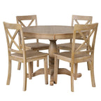 Modern Dining Table Set for 4 with Round Table and 4 Kitchen Room Chairs, 5 Piece Kitchen Table Set for Dining Room