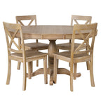 Modern Dining Table Set for 4 with Round Table and 4 Kitchen Room Chairs, 5 Piece Kitchen Table Set for Dining Room