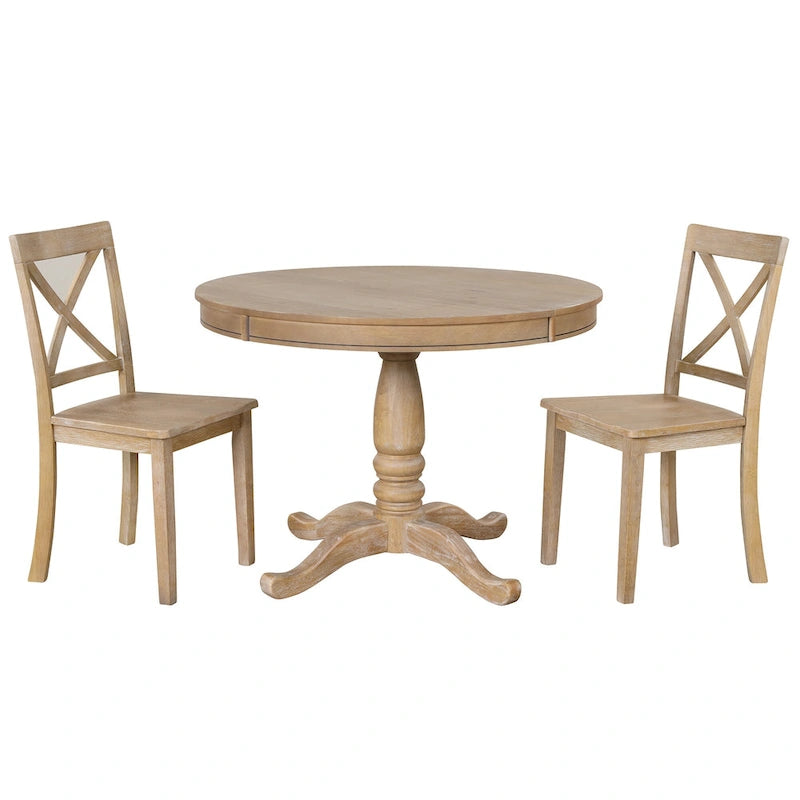Modern Dining Table Set for 4 with Round Table and 4 Kitchen Room Chairs, 5 Piece Kitchen Table Set for Dining Room