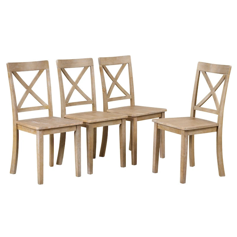 Modern Dining Table Set for 4 with Round Table and 4 Kitchen Room Chairs, 5 Piece Kitchen Table Set for Dining Room