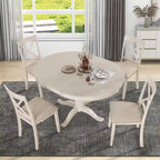 Modern Dining Table Set for 4 with Round Table and 4 Kitchen Room Chairs, 5 Piece Kitchen Table Set for Dining Room